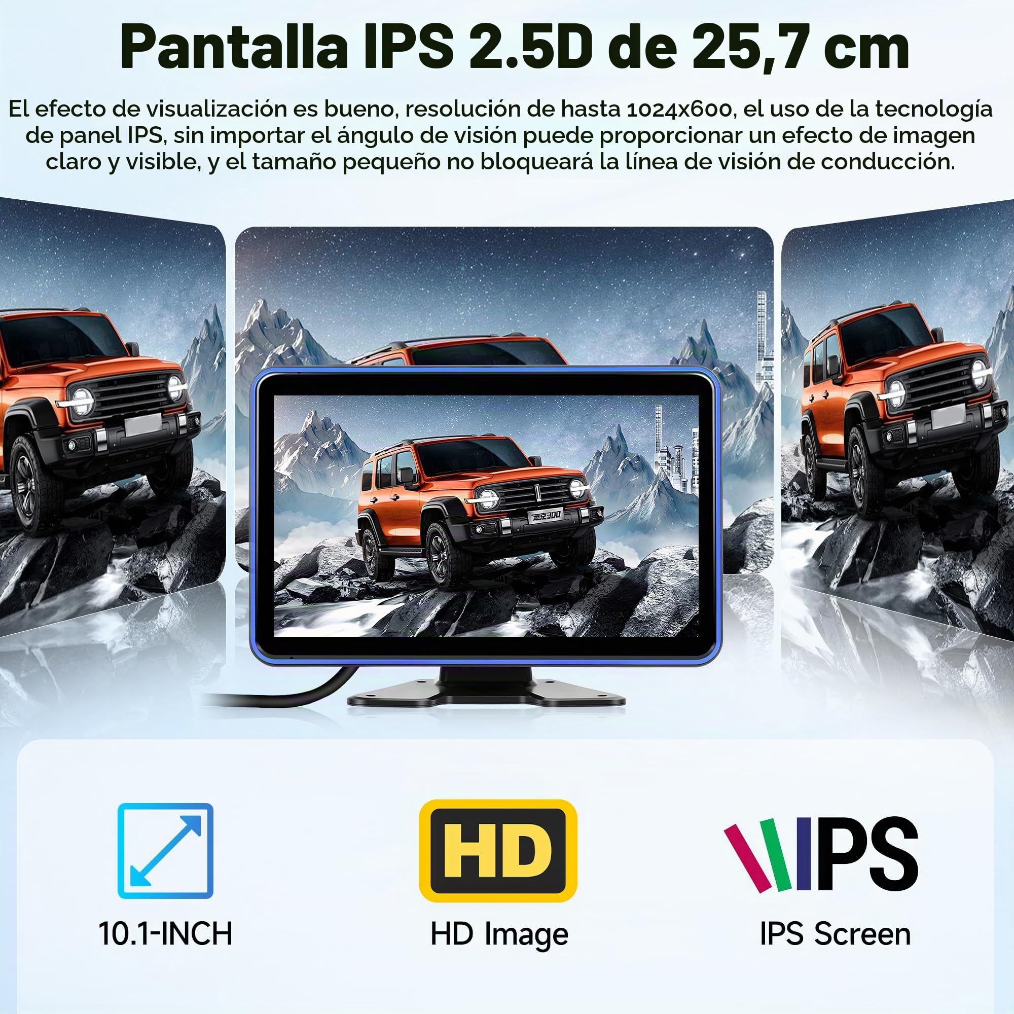 Cámara de Visión Trasera Kit con 5 Cámara con 10.1 Pulgadas IPS Monitor con Cable de 5M + 15M, IP68 Impermeable, Visión Nocturna, BSD, Vídeo en Bucle, DVR para Camión/Bus/Furgoneta/Caravana