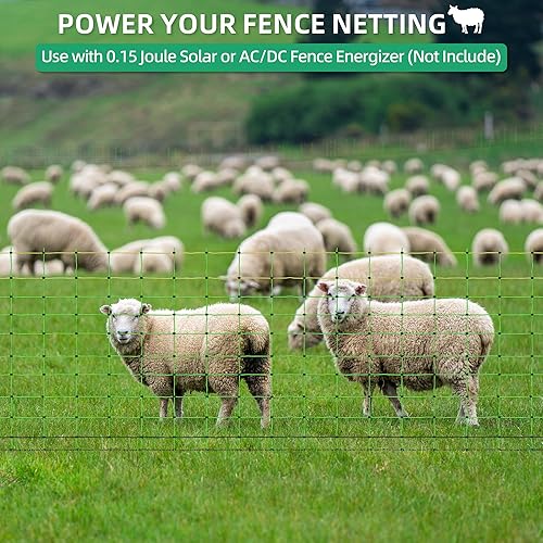 Miniatura 6 de Red eléctrica para cerca, 35.4 pulgadas de alto x 164 pies de largo, redes portátiles de malla para cerdo, perros, ciervos, cabras, cercas