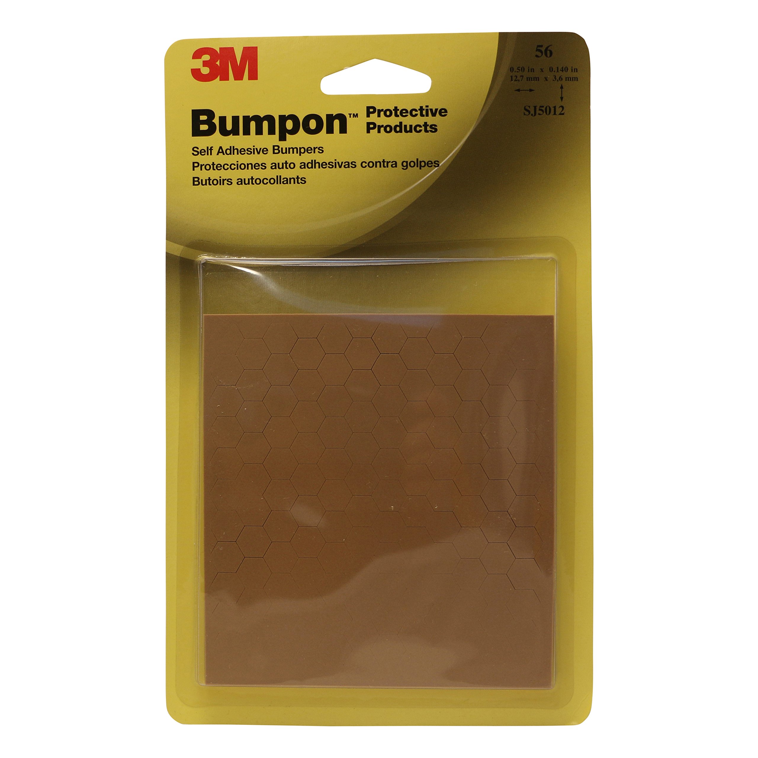 3M Scotch Rubber Pad Bumpers: 0.14 in. thick x 1/2 in. width (Light Brown) / hexagon shape