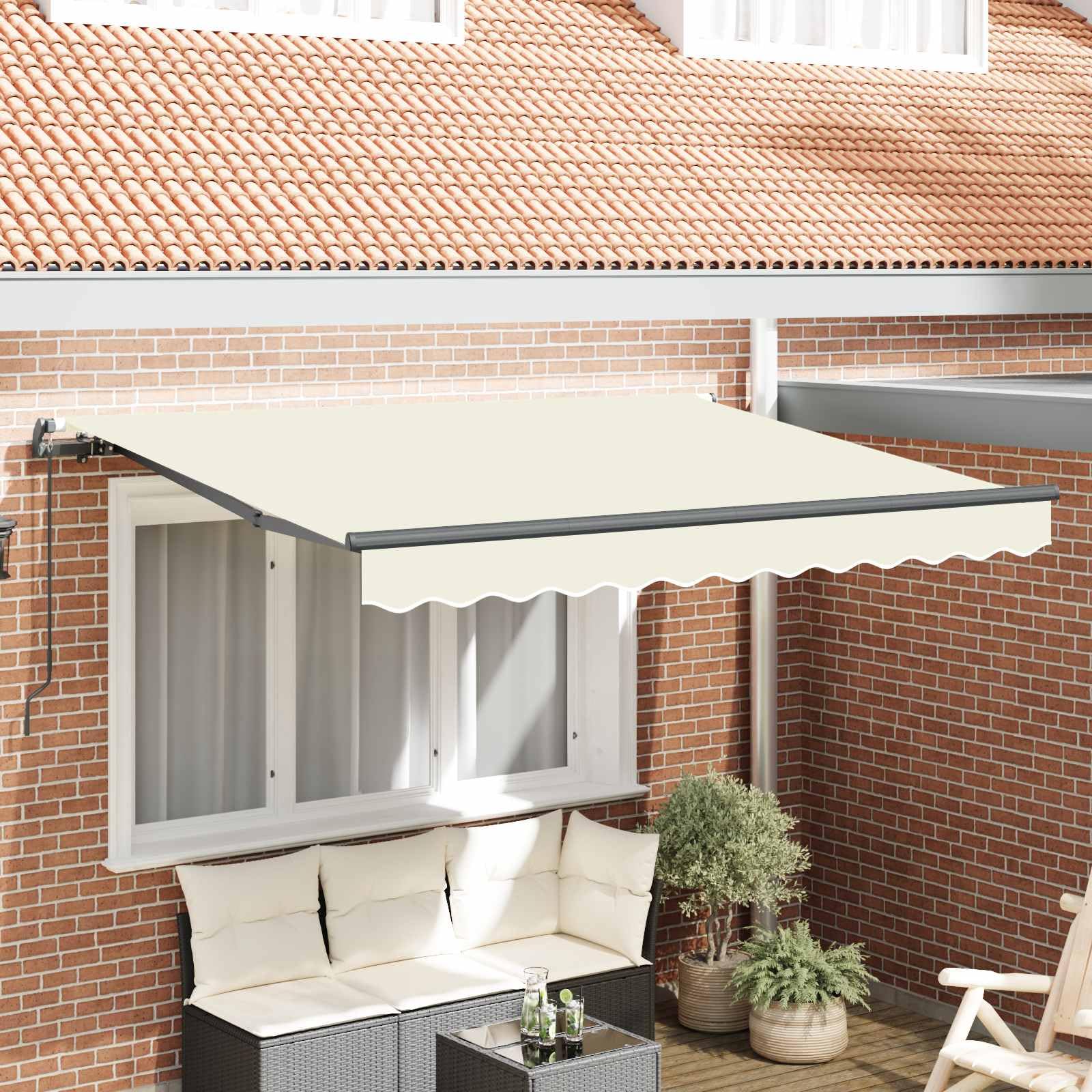Store banne en aluminium 300x200 cm avec toile crème rayée au design européen haut de gamme