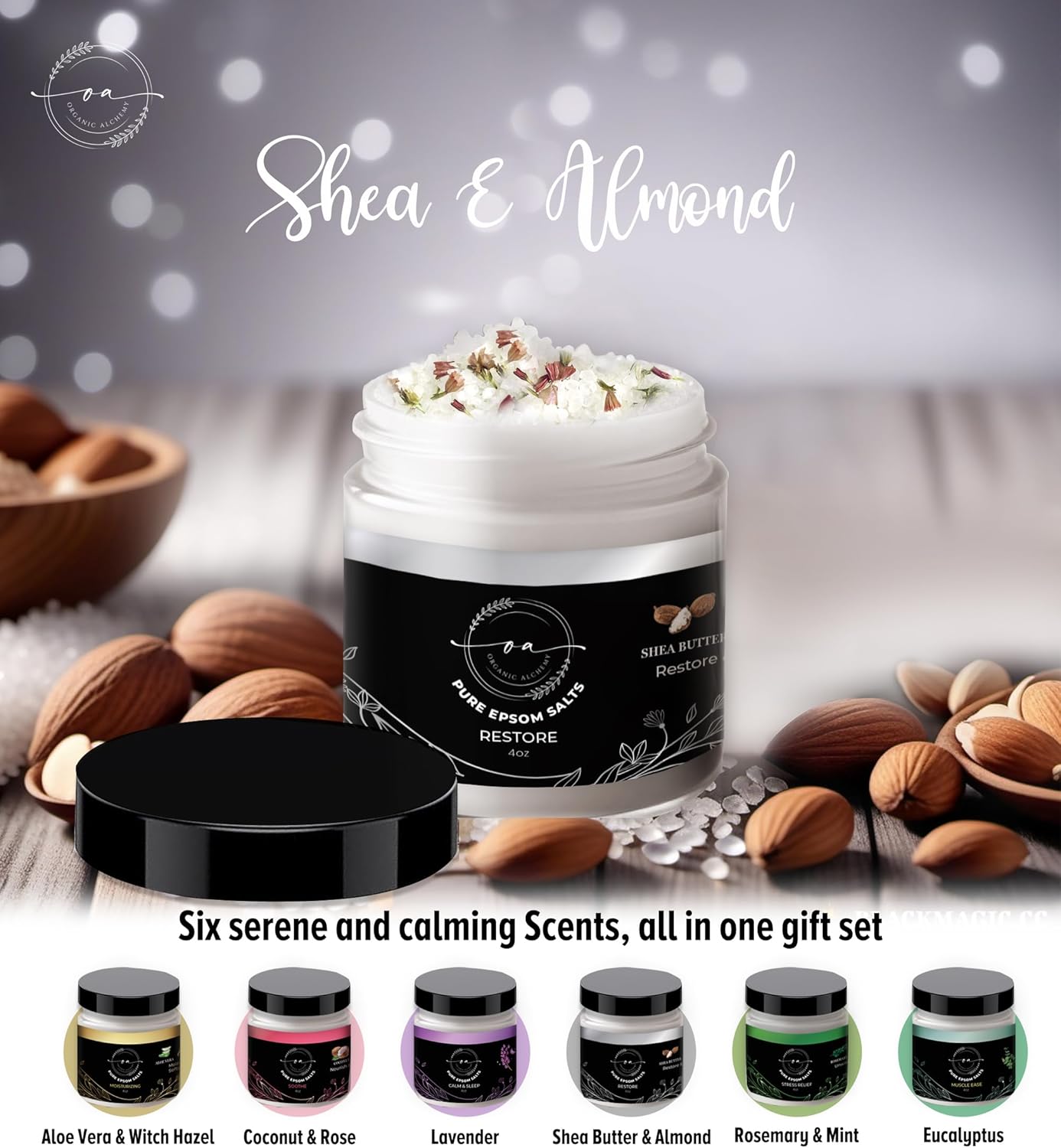 Epsom Bath Salts Gift Set, Relaxing Spa Salt & Essential Oils, Bubble Bath Soaks - Lavender, Eucalyptus, Coconut, Shea Butter, Rose Mary & Aloe Vera Self Care Gifts for Women (6 Pack) - Image 4