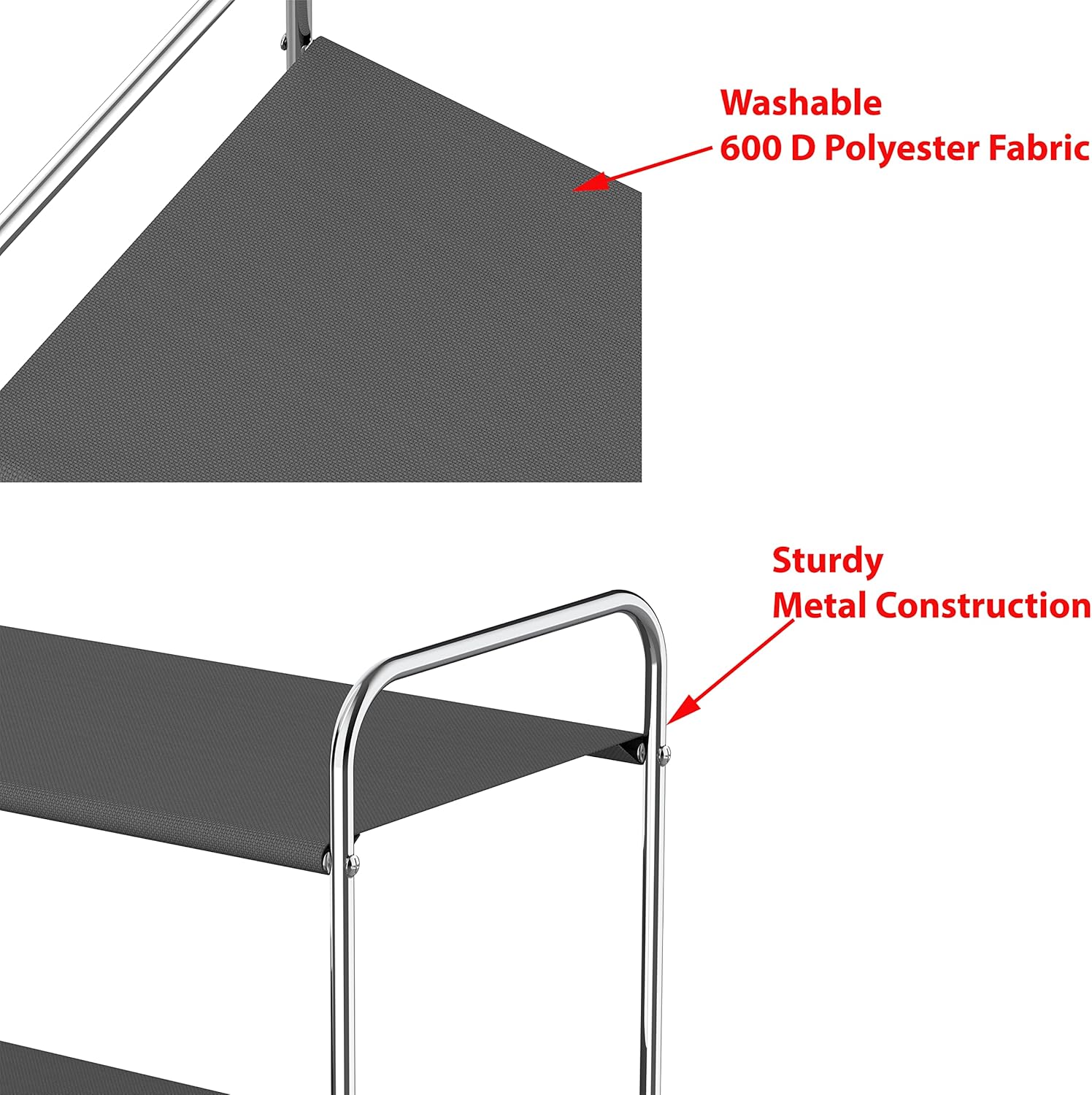 Simple Houseware 3-Tier Closet Storage with 2 Drawers, Dark Grey - Image 5