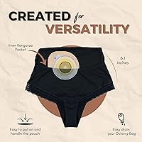 Vista 5 de Ostomy - Funda para mujer, ropa interior de cintura alta, color negro, bragas discretas con bolsillo interior, control de fugas, tela de secado