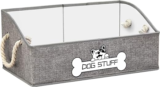 Thankspaw Dog Toy Box, Large Dog Toys Storage with Handle, Collapsible Dog Toy Bin, Fabric Trapezoid Basket Chest Organizer, Perfect for Pet Toys, Blankets, Dog Toys and Accessories