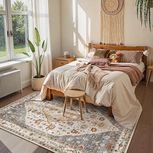 Miniatura 362 de Lahome Tapete tribal bohemio, pequeño, suave, antideslizante, lavable, de pelo corto, para piso en puerta, interior, entrada, baño, silla, Verde