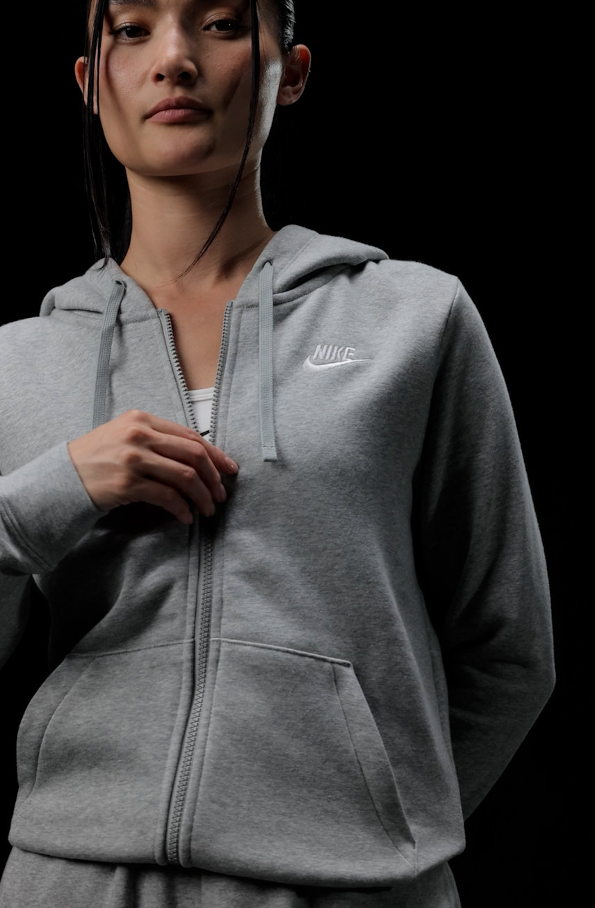 gray nike zip up hoodie womens