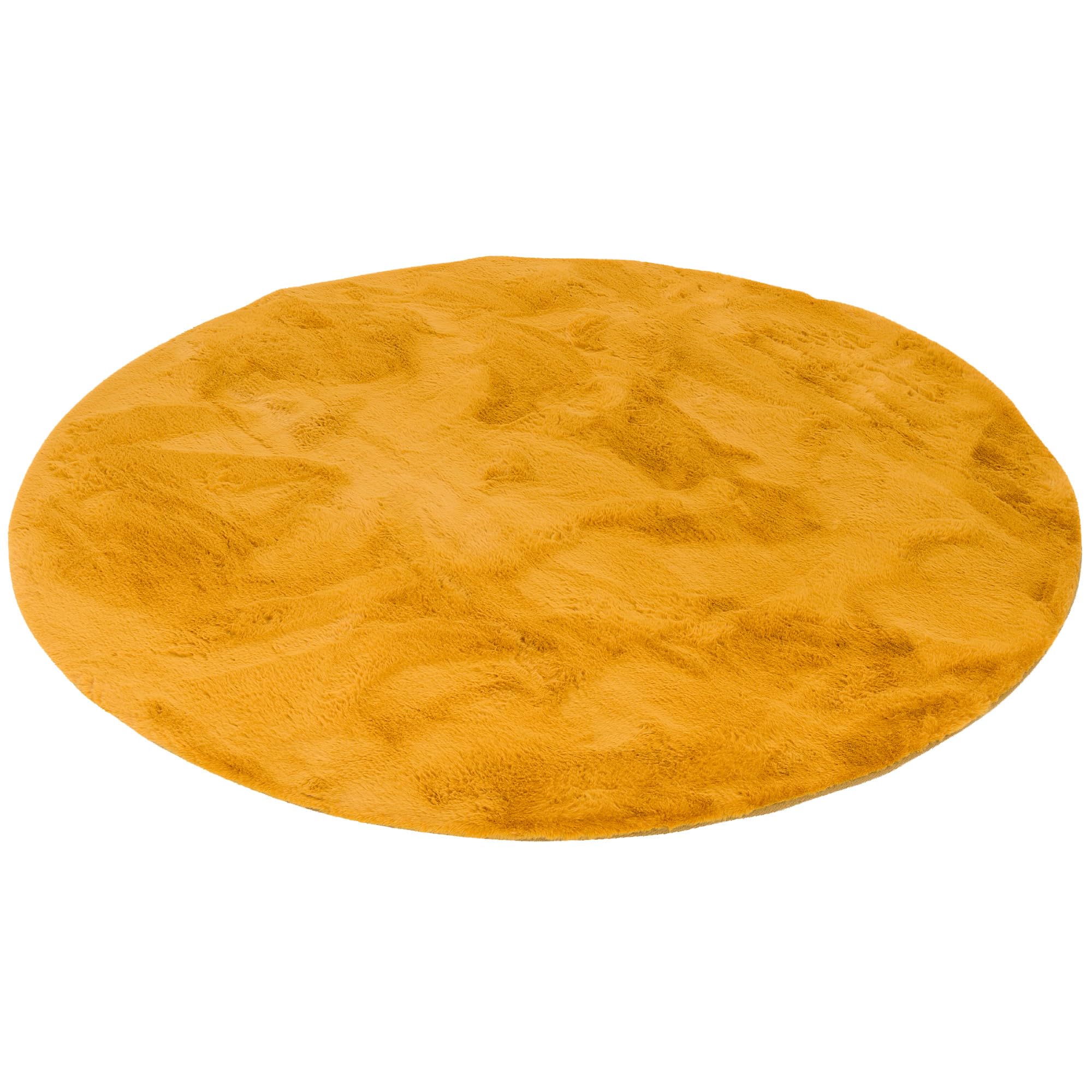 Pergamon Luxus Super Soft Fellteppich Plush Curry Rund in 3 Größen