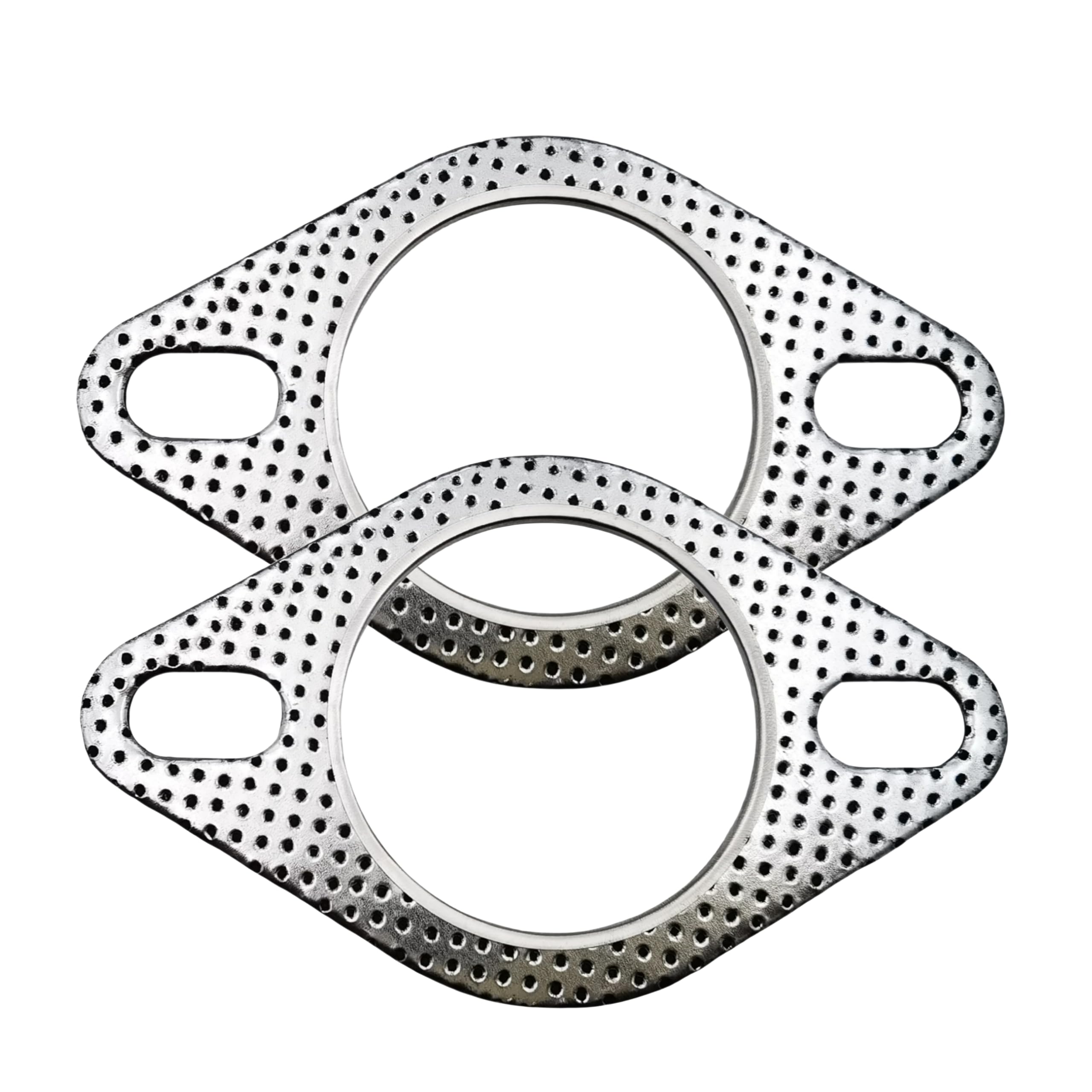 2-Pack High-Temperature Exhaust Flange Gaskets Durable Flat Muffler Donut Seal Rings, Fireproof 2-Bolt Automotive Replacement Parts (2.5inches)