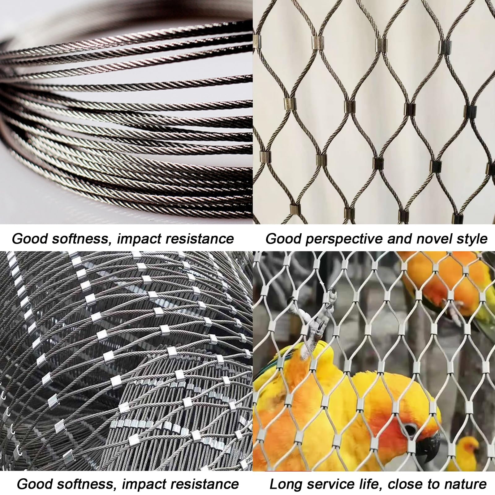 Galzed Wire Mesh Roll - Elastyczna siatka kablowa do poręczy zewnętrznej i bezpieczeństwa na balkon, rozmiar: 1,2 m x 25 m / 3.93ft x 82.02ft / 3.93ft