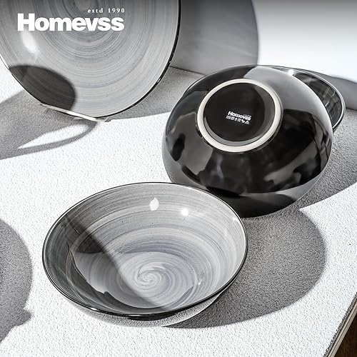 Miniatura 5 de Juego de vajilla de gres Sonoma de 16 piezas, negro + gris moteado con lavado giratorio