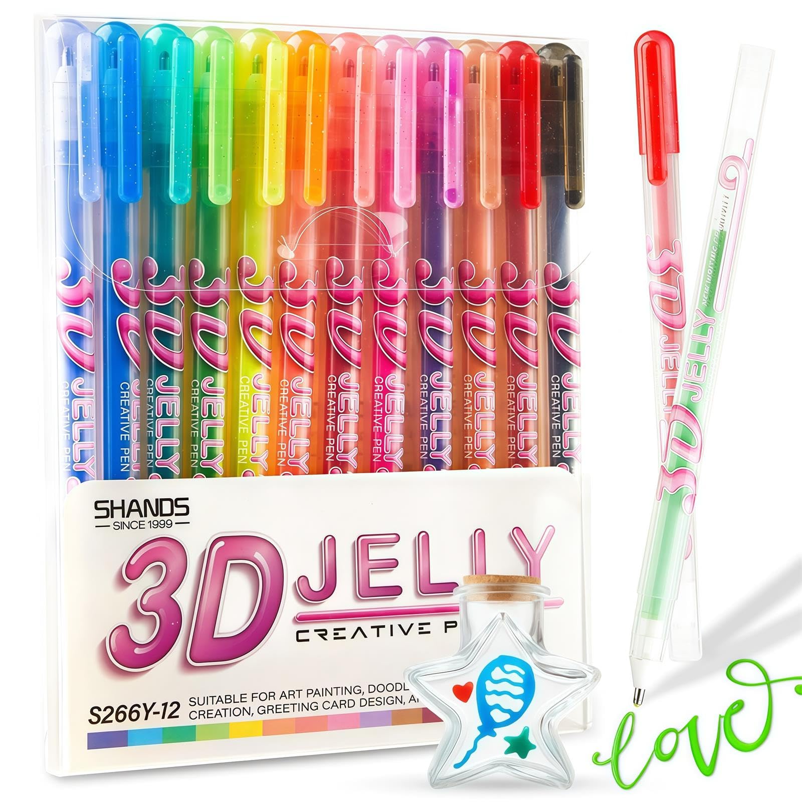 Bolígrafo 3D, bolígrafos de gel, bolígrafos para colorear, 12 colores, juego de bolígrafos 3D para adultos y niños, libros de colorear, marcadores de tinta de gel, dibujo, manualidades
