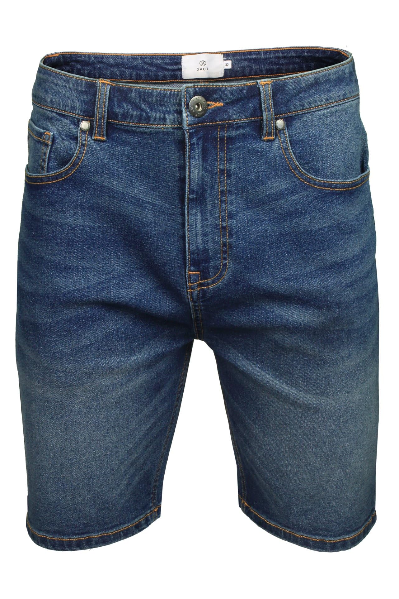 Xact Bermuda Jeans Uomo Stretch Taglio Regolare 5 Tasche Zip Pantaloncini Denim Estate Casual