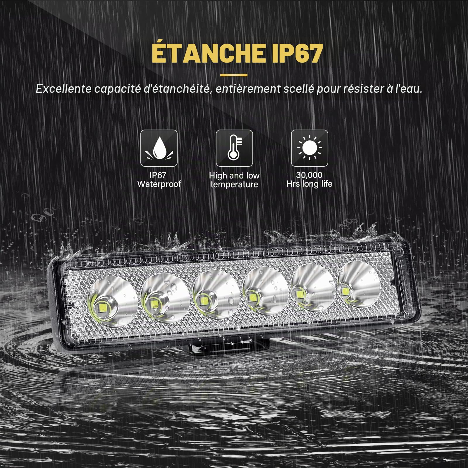 SKYWORLD 4 Pcs Led Phare 15 cm 6 Pouces 18W Mini Phare de Travail | Longue Portee Phare Led, Spot Feux de Travail Lampe 12V 24V Hors route pour 4x4 Offroad Voiture Vehicule Camion Tracteur SUV