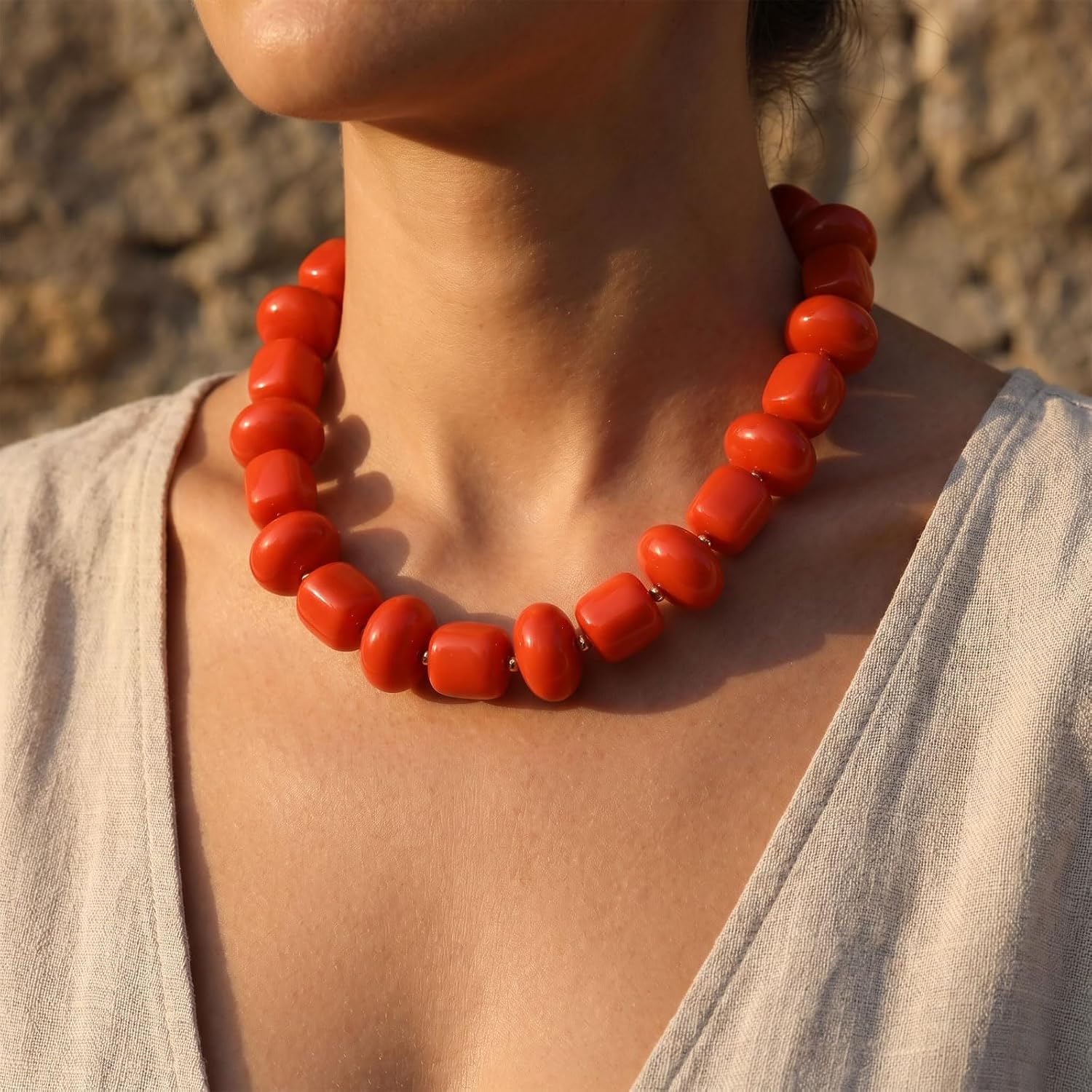 Chunky Resin Beaded Choker Necklace for Women Statement Jewelry image 2