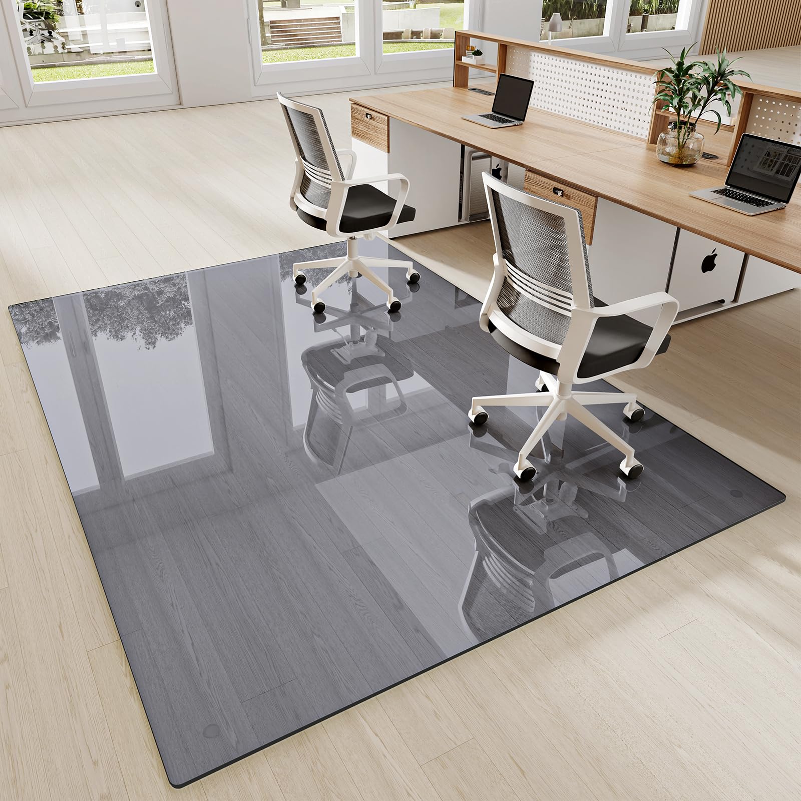 [Tempered Glass] 54" x 72" Glass Office Chair Mat for Carpet