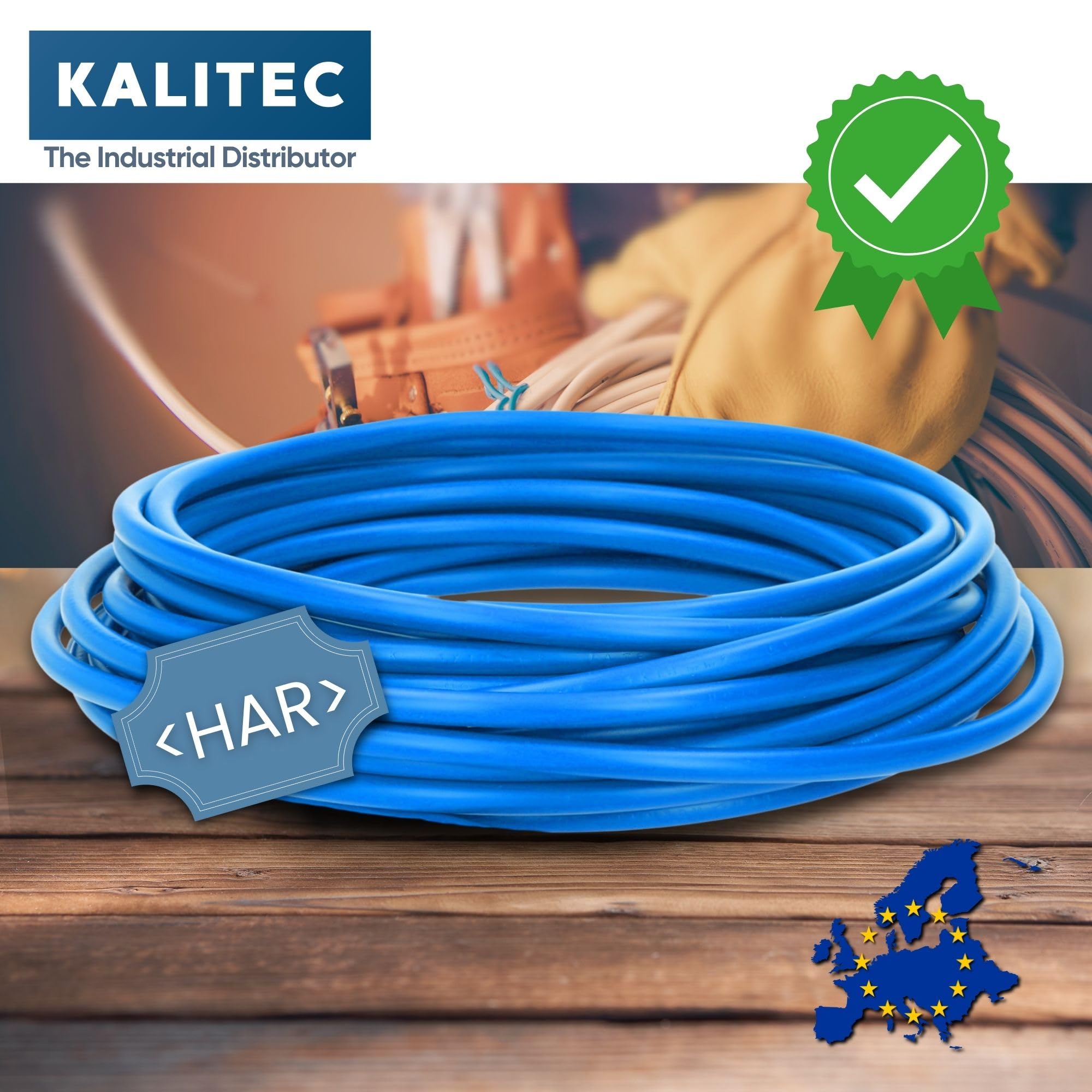 Kalitec 2 metros H07V-K 10 mm² azul cable flexible 10 mm² cableado hostil cable para armario eléctrico