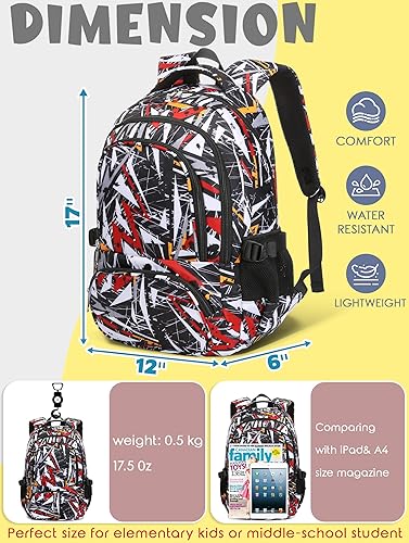 Miniatura 2 de BLUEFAIRY Mochila escolar para niños de regreso a la escuela, bolsa de libros, Negro Blanco, Triángulo