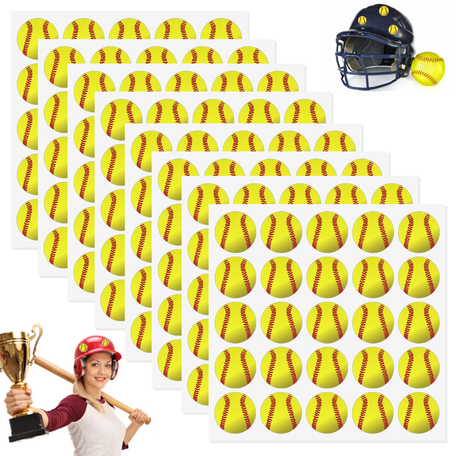 Baseball Softball Helmet Decals,200 Softball Helmet Stickers Award Decals Sports Softball Stickers Self Adhesive Yellow Baseball Helmet Stickers and