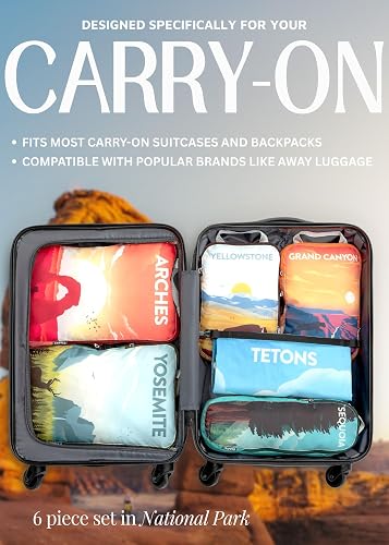 TRIPPED Travel Gear Compression Packing Cubes - 6Piece Set, National Park, Travel Organizers - 8