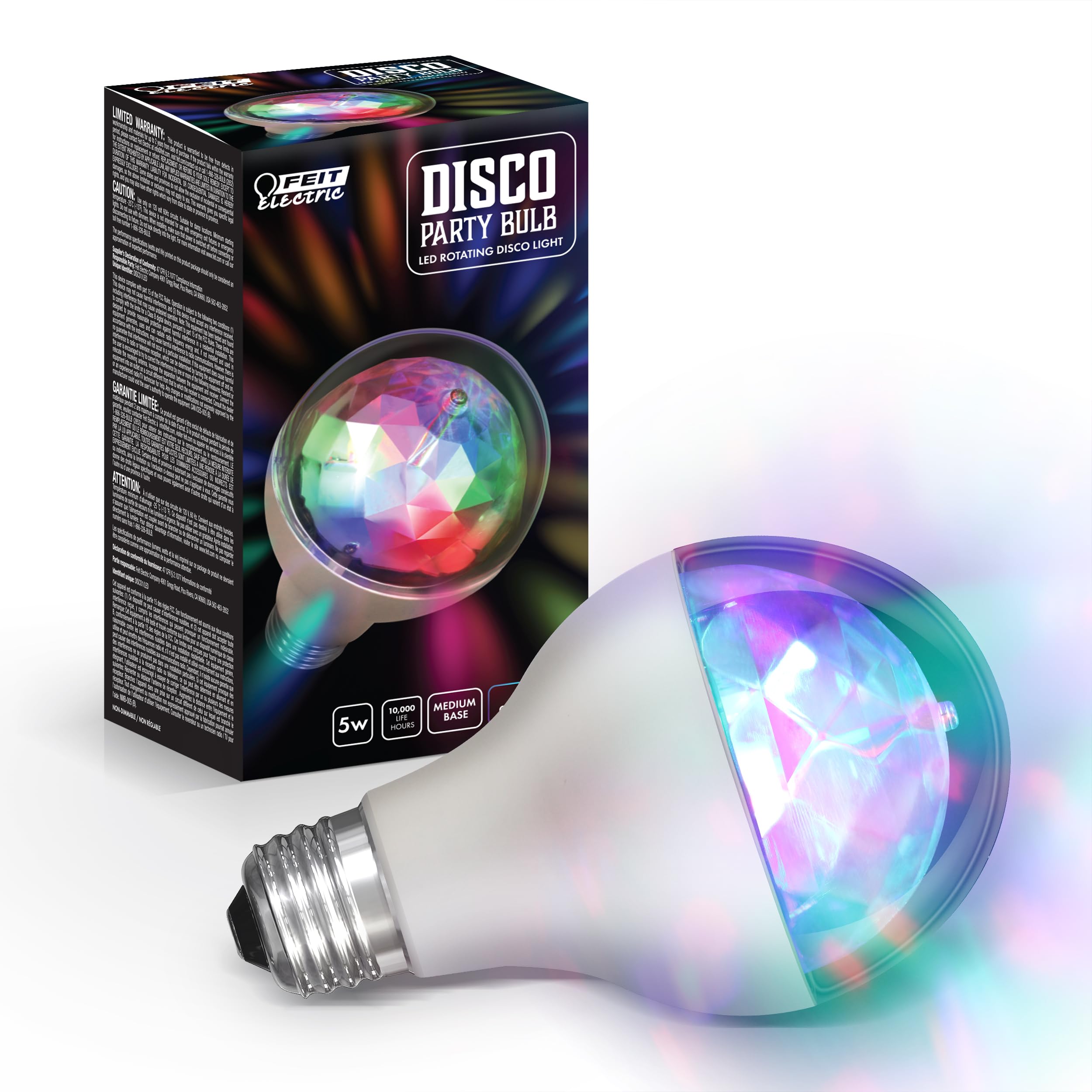 Feit Electric - Bombilla LED de discoteca (BPA19/DISCO1/LED, A19, RGB)