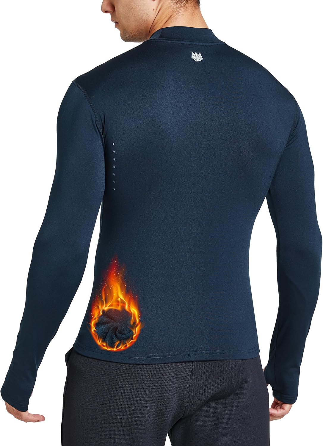 FitsT4 Sports Men's Thermal Shirt Fleece Lined Mock Neck Base Layer Tops - Image 7