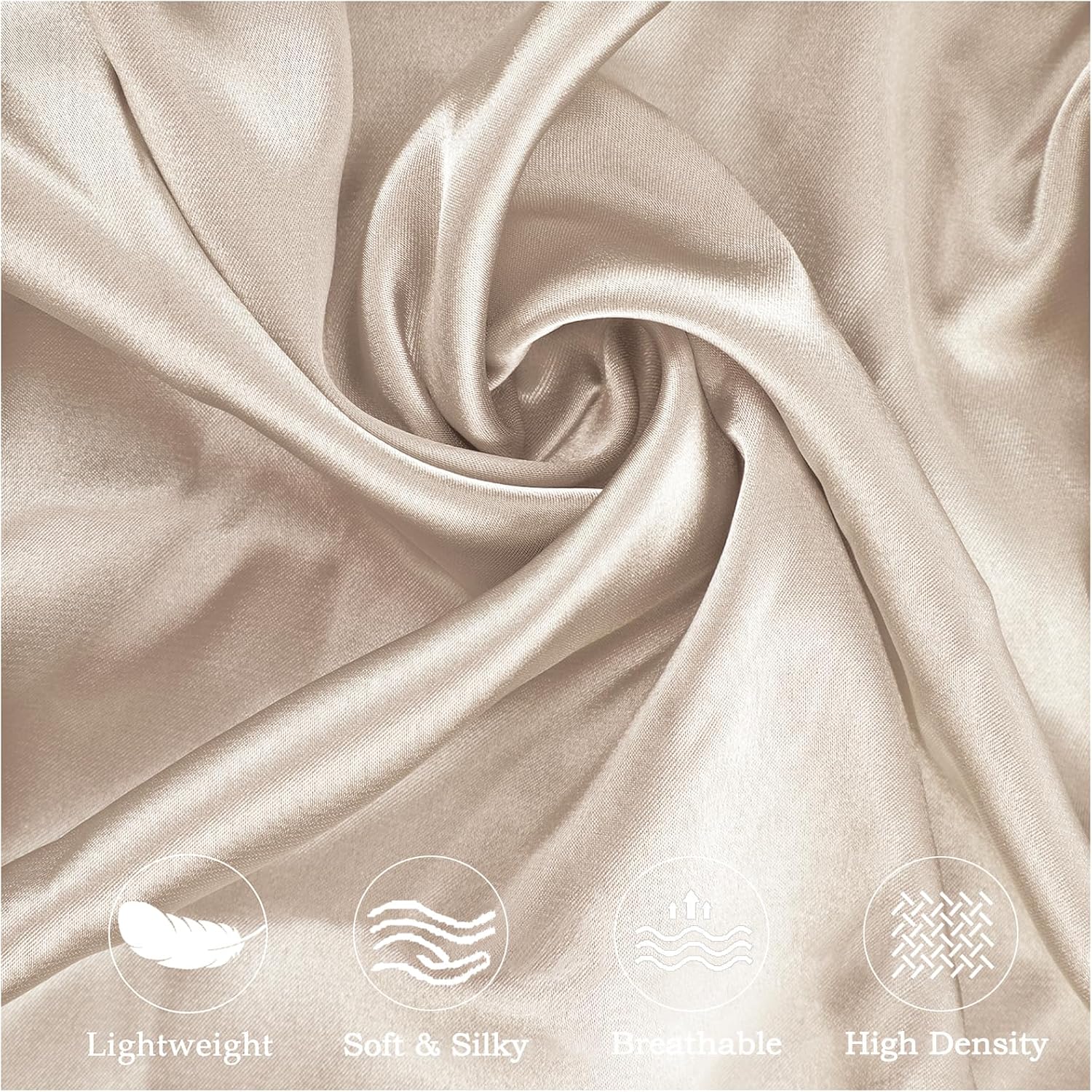 Curved Pillow Case, Side Sleeper Pillowcase, Champange Satin Pillowcase Cover with Zipper, Breathable and Soft, Queen Size 20 x 30 Inches