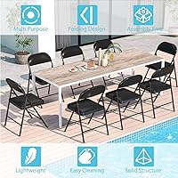 Vista 6 de 4 Pack Folding Chairs with Padded Cushion & Back, Padded Folding Chairs for Home, Office, Indoor, Outdoor Events (Black, 4 Pack)