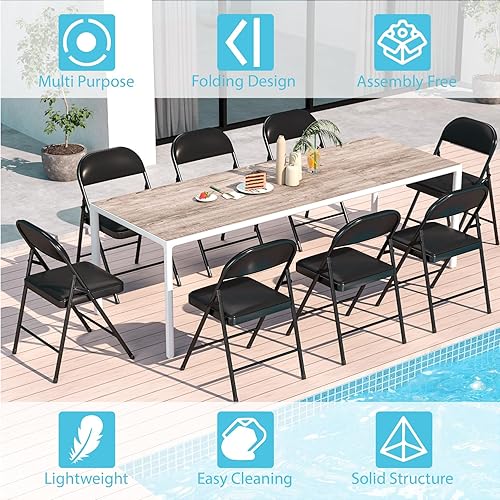 Miniatura 6 de Paquete de 4 sillas plegables con cojín acolchado y respaldo, sillas plegables acolchadas para el hogar, oficina, interior, eventos al aire libre