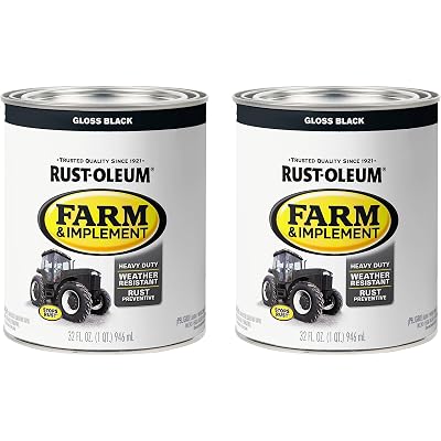 Rust-Oleum 280104-2PK Farm & Implement Enamel Paint, Quart, Gloss Black (Pack of 2)