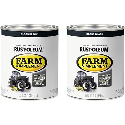 Rust-Oleum 280104-2PK Farm & Implement Enamel Paint, Quart, Gloss Black (Pack of 2)