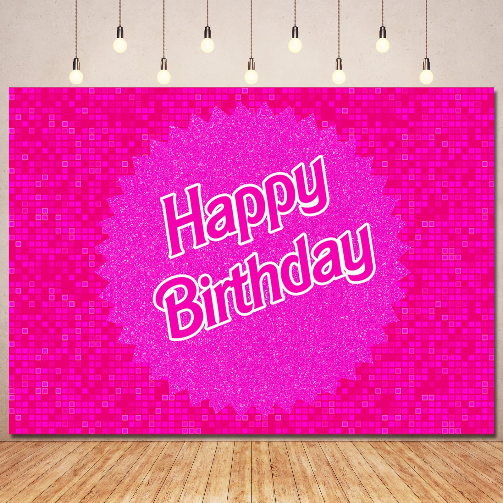 Fotohintergrund „Happy Birthday“ – 180x119 Cm, Rot-schwarz Mit Glitzer, Aus Polyester – Ideal Für Geburtstagsfotos