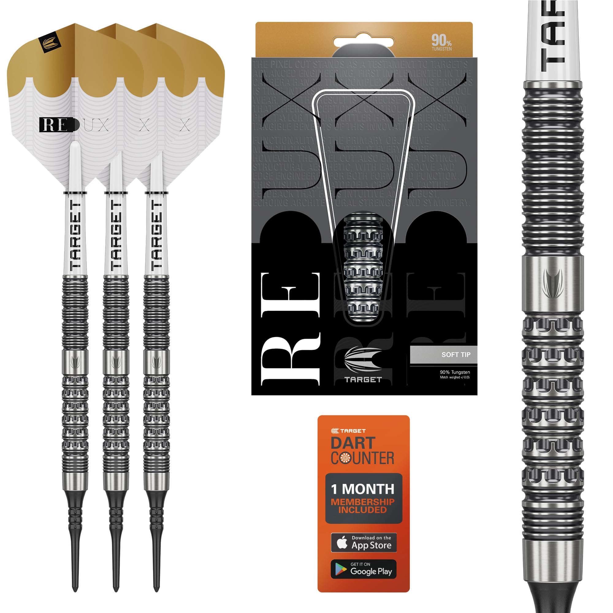 Target Darts Redux Jeu de Fléchettes à Pointe Souple 18G 90% Tungstène Ailettes Pro Ultra N° 6 Tiges Pro Grip Tag Pointes Pixel