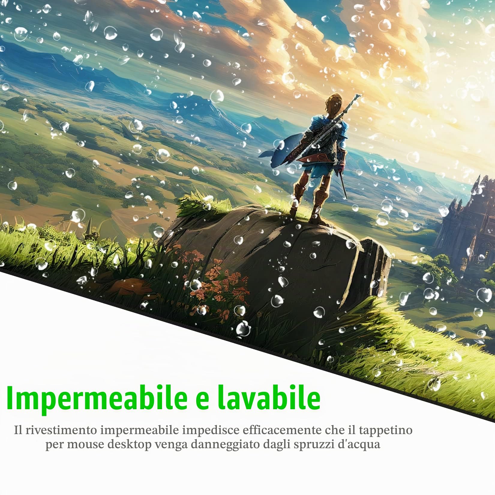 Legend of Zelda - Tappetino per mouse da gioco XXL, extra large, per tastiera e mouse, per casa, ufficio e studio, 80 x 39,9 cm