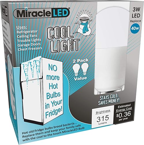 Miniatura 2 de Miracle LED Un-Edison - Luz fría de 3 vatios para refrigeradores KitchenAid, equivalente a 40 W, 120 V E26 blanco frío 6000 K, bombillas A15 de