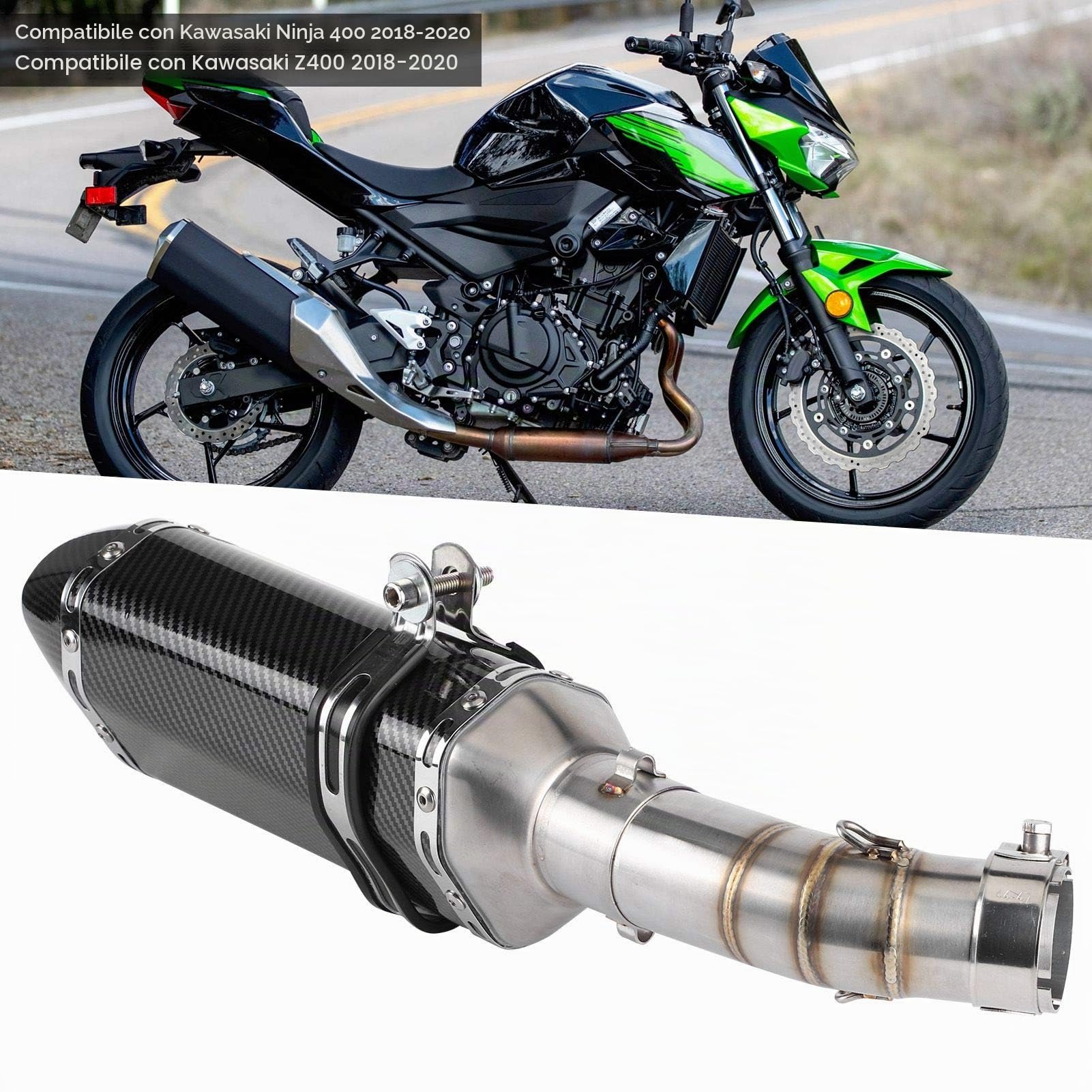 Scarico del Silenziatore Marmitta per Moto, Tubo di Scarico Completo del Motociclo, Coda Rimuovi Silenziatore di Scarico con DB Killer Rimovibile per 400 Z400