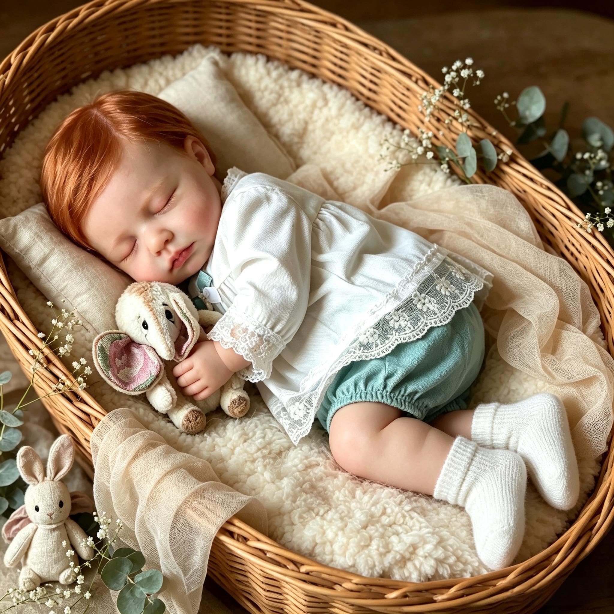 RXDOLL 50CM Reborn Baby Vollvinyl Lebensecht, Reborn Baby Mädchen Vollsilikon, Lebensechte Babypuppe Wie Echtes, Reborn Puppen Lebensecht, Echt Aussehende Puppe mit Haaren