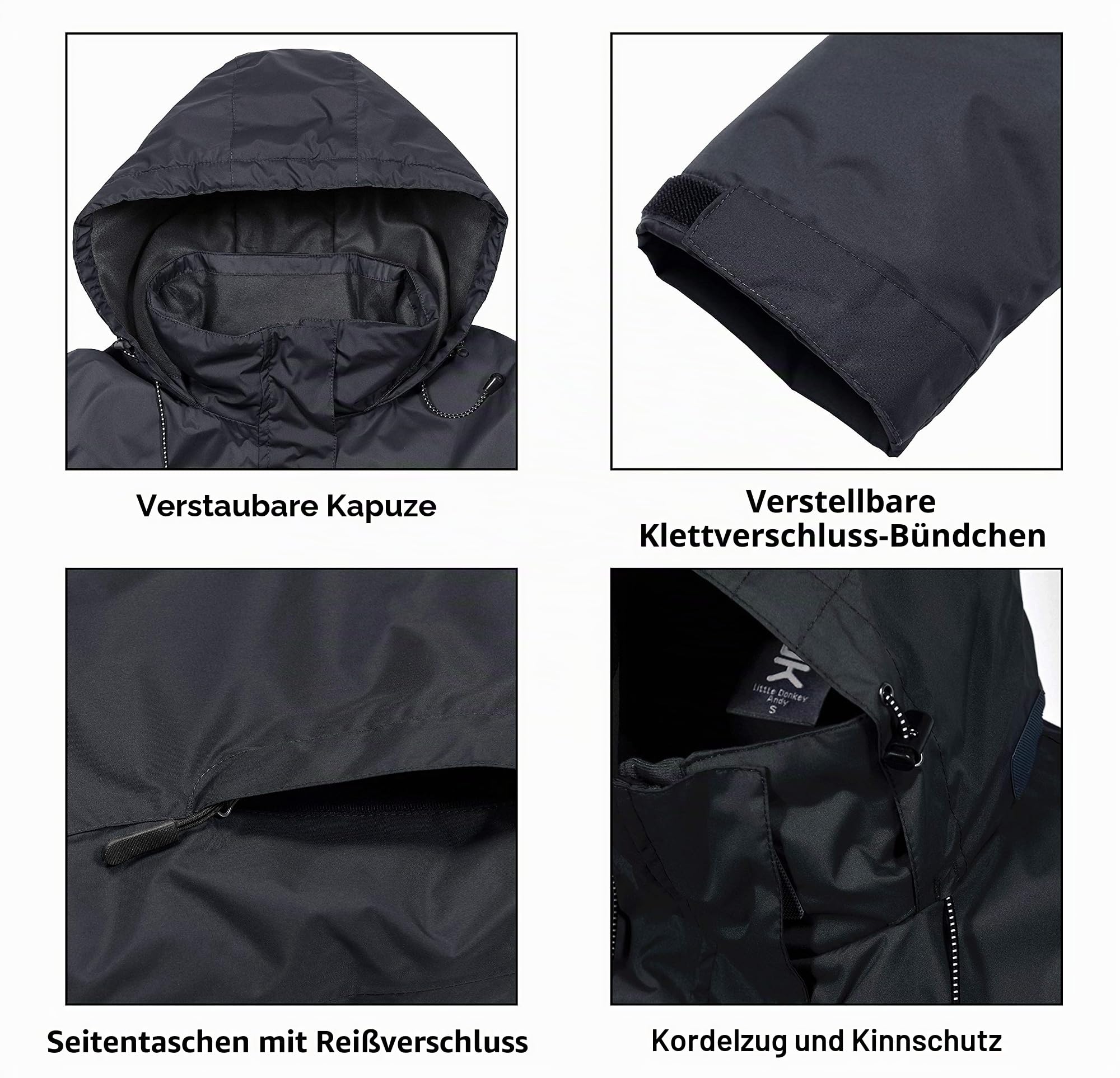 Little Donkey Andy Damen wasserdichte Regenjacke atmungsaktivem Leichte Regenjacke für Outdoor-Windbreaker zum Wandern
