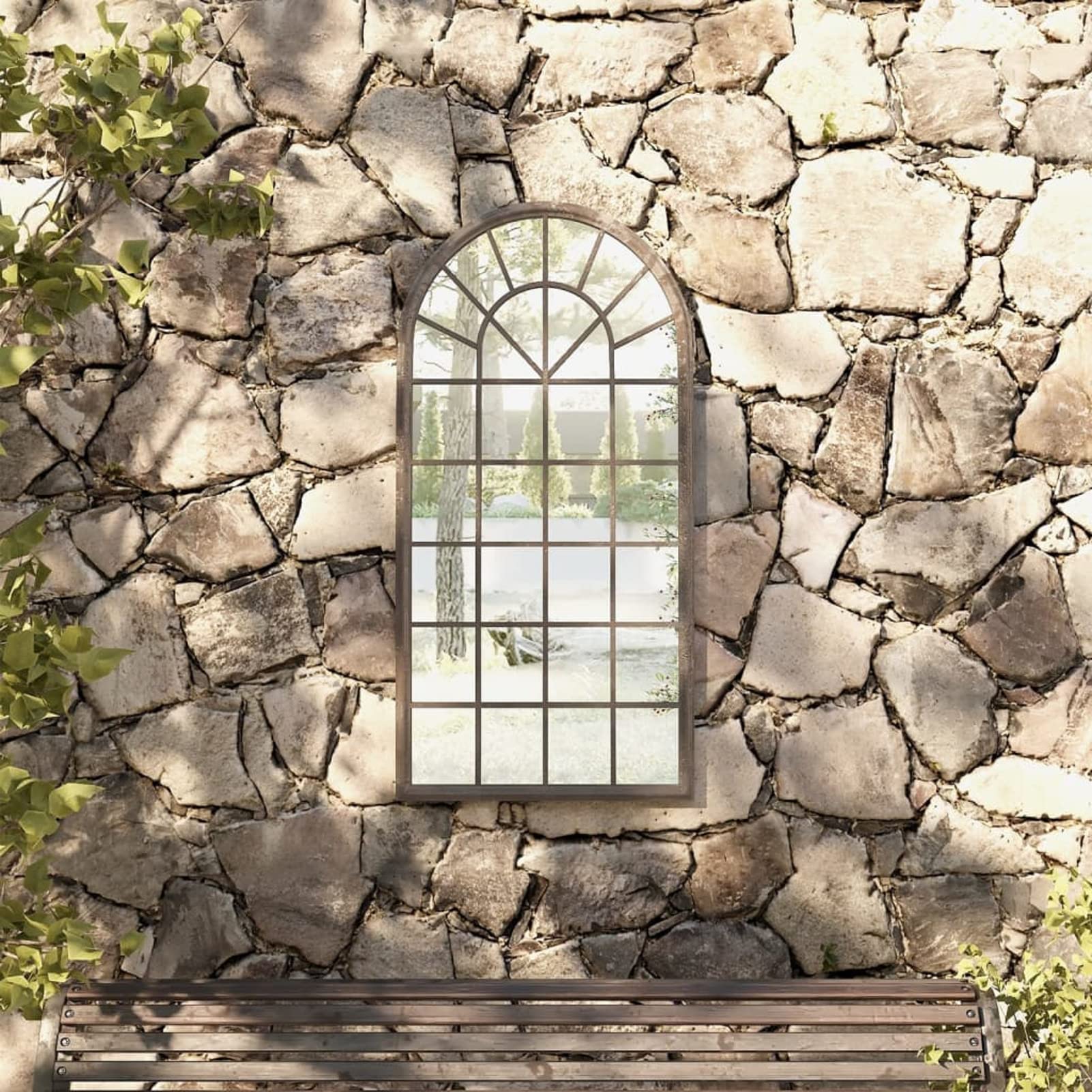 Specchio da Giardino Sabbia 90x45 cm in Ferro per Uso Esterno,Specchio da Parete,Specchio da Parete Moderno,Specchi da Parete-318347