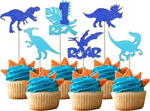 Miniatura 3 de Rsstarxi Paquete de 30 decoraciones de dinosaurios para cupcakes, decoración de dinosaurio, baby shower, decoración de cupcakes de dinosaurio, baby