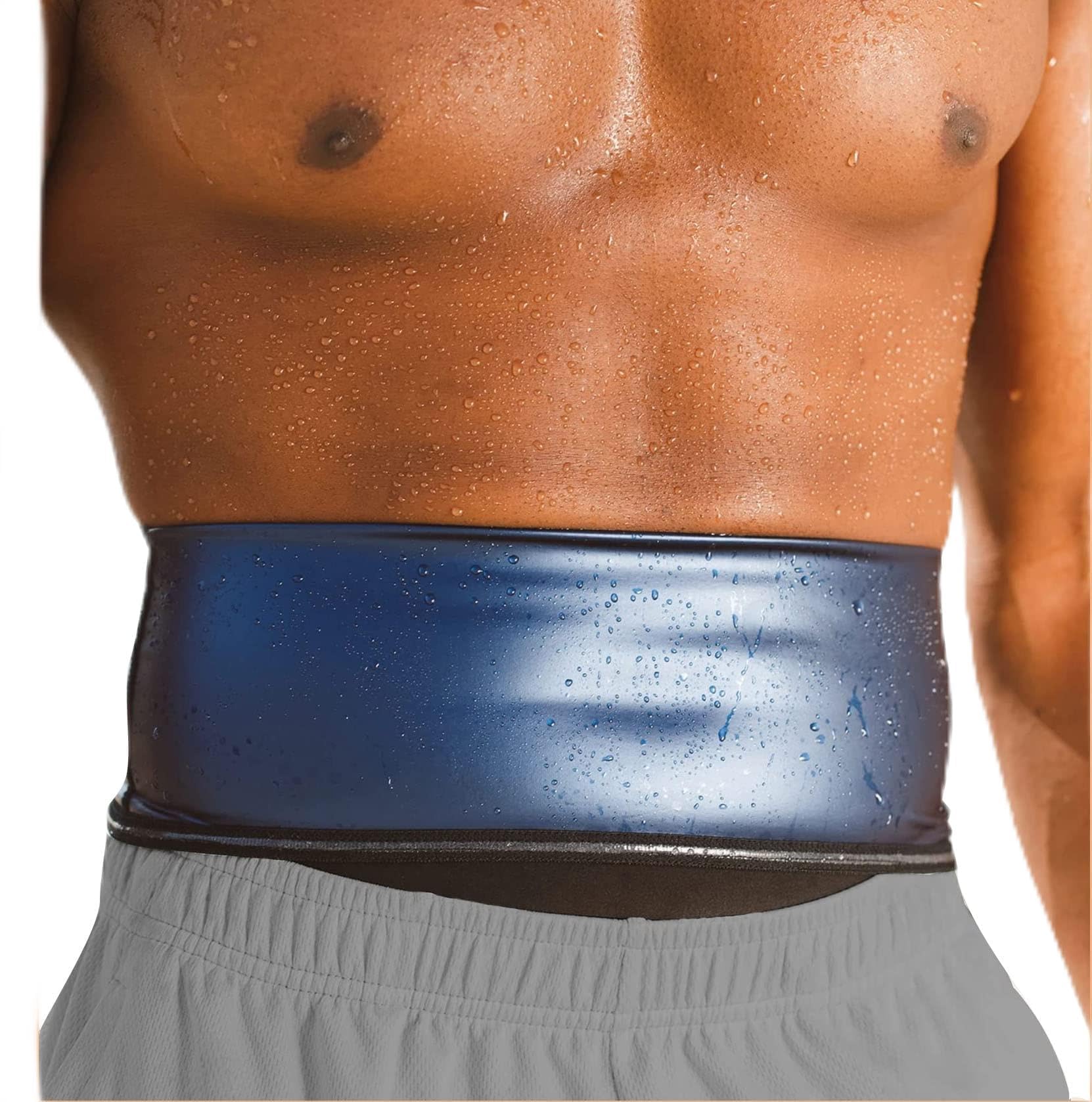 Waist Trimmer for Men Premium Waist Trainer Sauna Belt Sweat Band Working Out Blue XXL/3XL-image-49