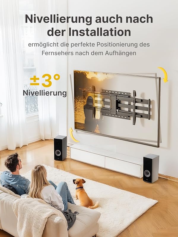 Suport de perete pentru televizor monTEK cu braț lung, 43-90 inch, extensie 1080 mm, înclinabil și pivotant, complet articulat, VESA 800x400