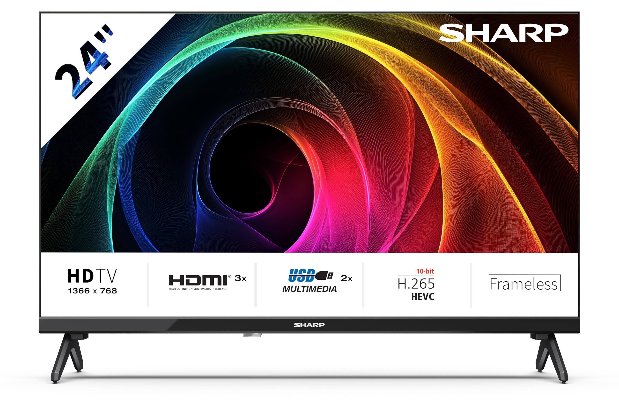 Sharp 32HA1305E - NON-SMART 32" HD, FRAMELESS,60Hz, Audio 2x8W, HDMI x3, USB x2, Colore nero