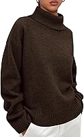 PRETTYGARDEN Women's Turtleneck Chunky Knit Sweater Loose Fit Long Sleeve Pullover Fall Winter Casual Tops