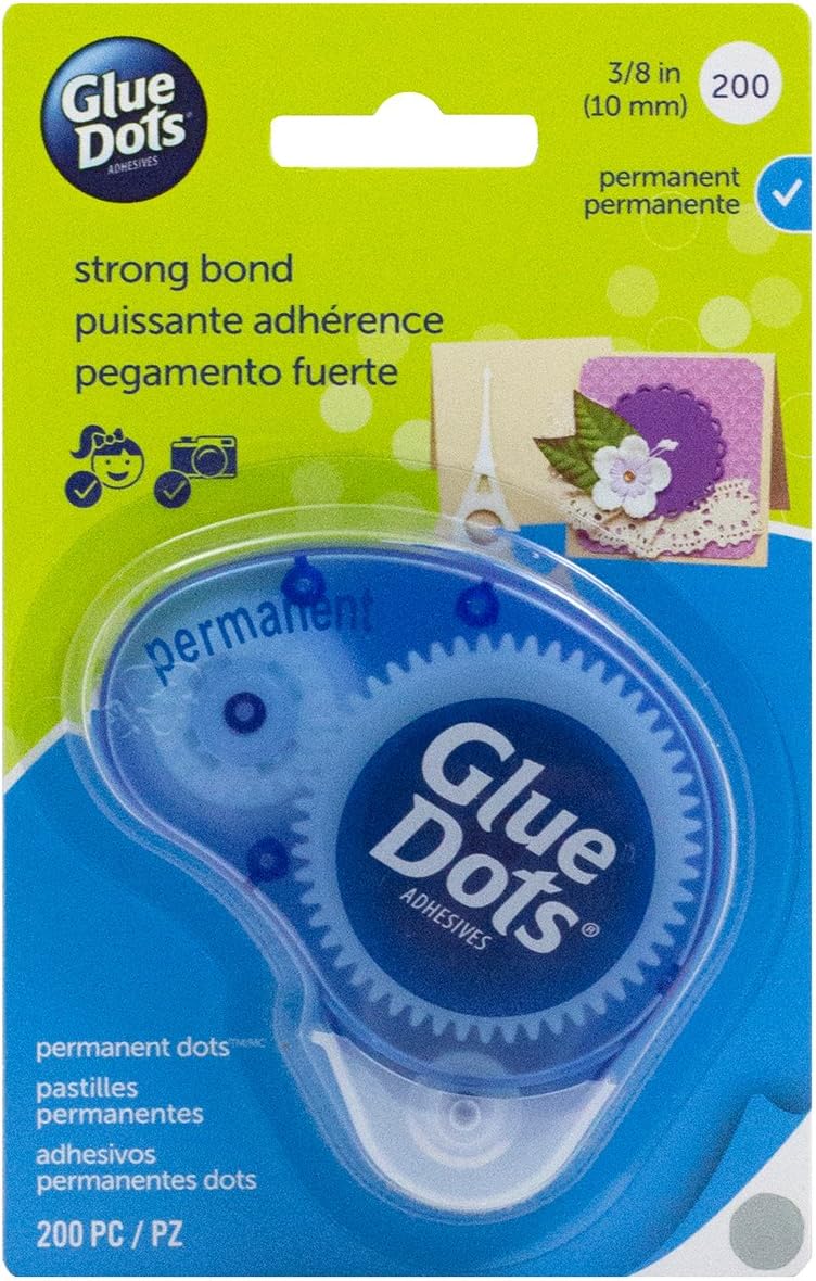 Glue Dots Glue Dots 3/8 inch Permanent Dot in.n Go Disposable Dispenser 200 Clear Dots (3-Pack)
