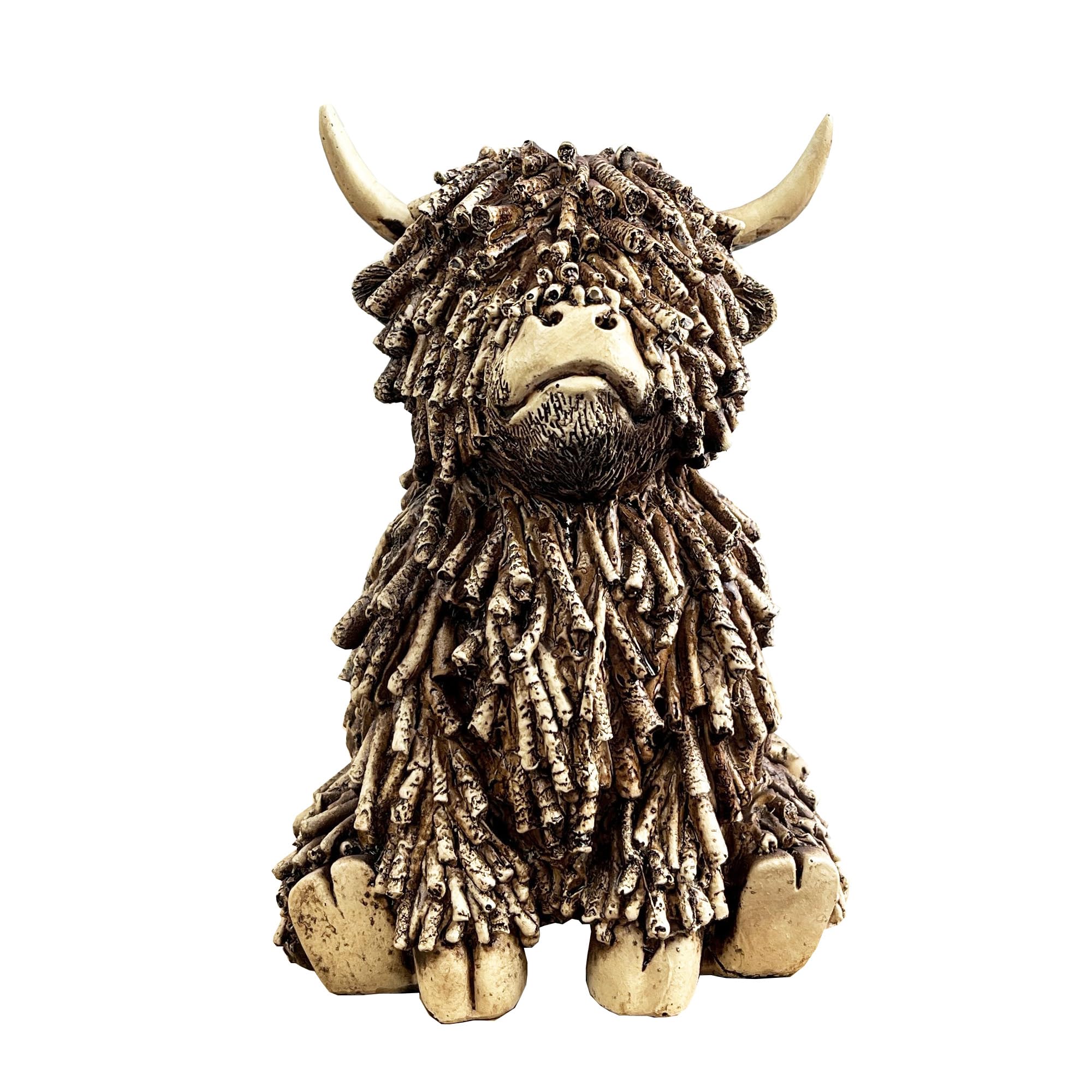 Alfie Francis Brown 18Cm Tall Sitting Highland Cow Ornament Figurine Statue Sculpture Home Decoration Accessories Decor
