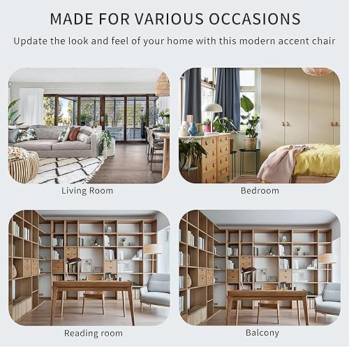 Miniatura 15 de Harper & Bright Designs Silla giratoria de 360 grados, moderna silla tapizada de terciopelo, silla suave con cojín de asiento para sala de estar,