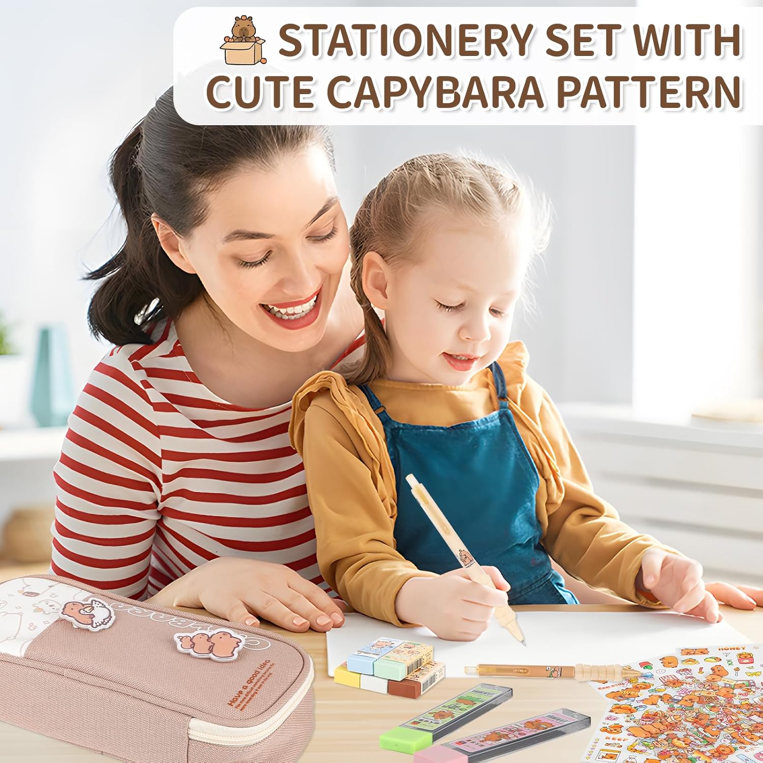 シャープペンシル0.5 23本&amp;鉛筆ケース&amp;消しゴム&amp;芯補充&amp;ステッカー、かわいい鉛筆ケース、かわい