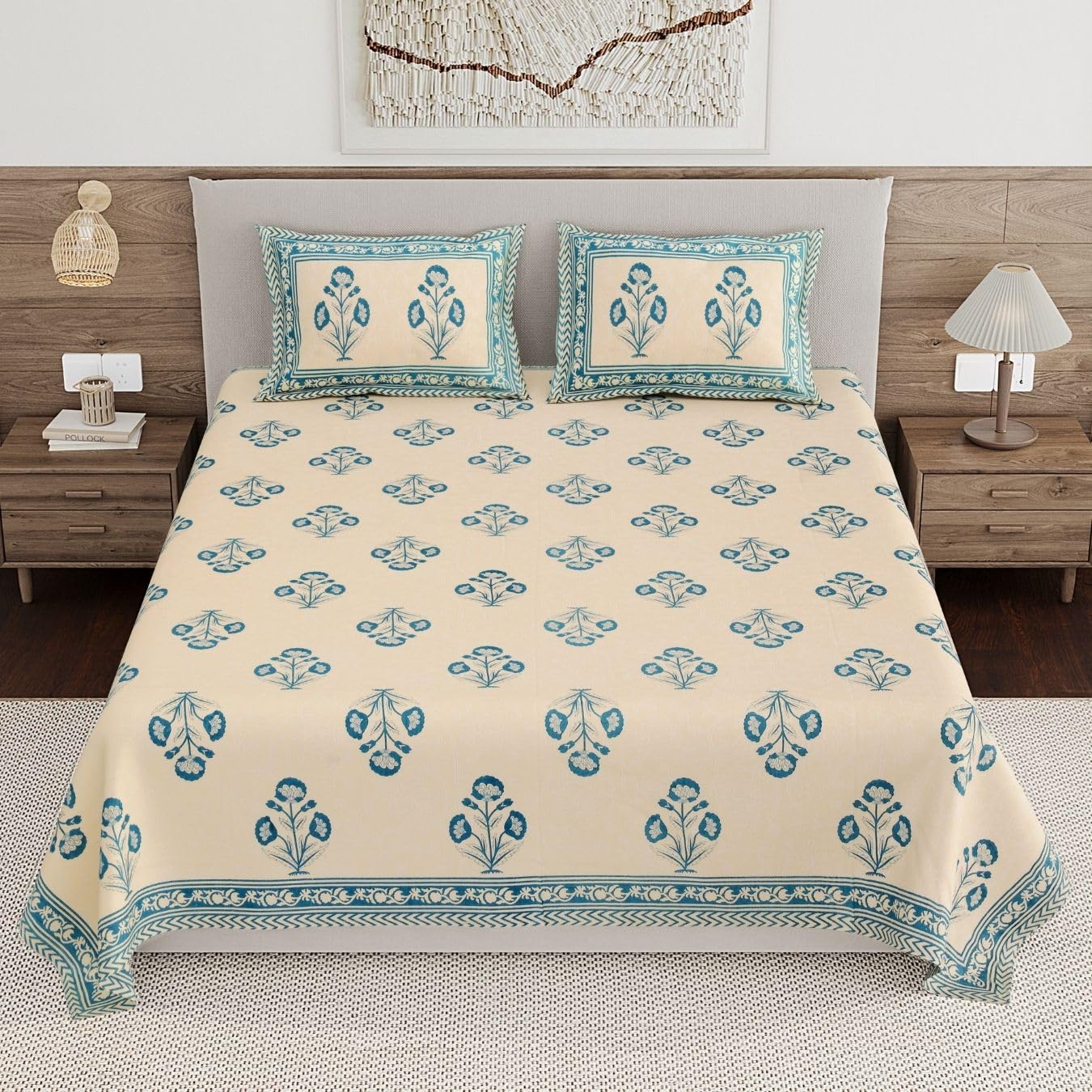 Living Roots Pure Cotton Bedsheets - Grey Paisley -31