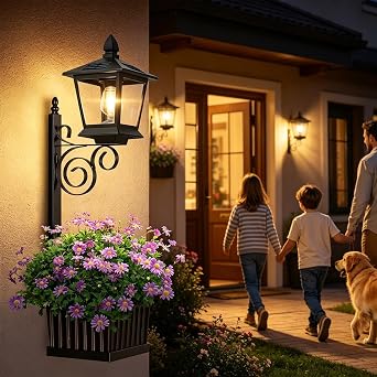 Solar Lamp Post Lights with Planter, 27.2in Solar Planter Lights Outdoor, 2-in-1 Outdoor Flower Pots Lamp Post, Decorative Solars Pole Light for Garden, Patio, Backyard and Driveway Decor