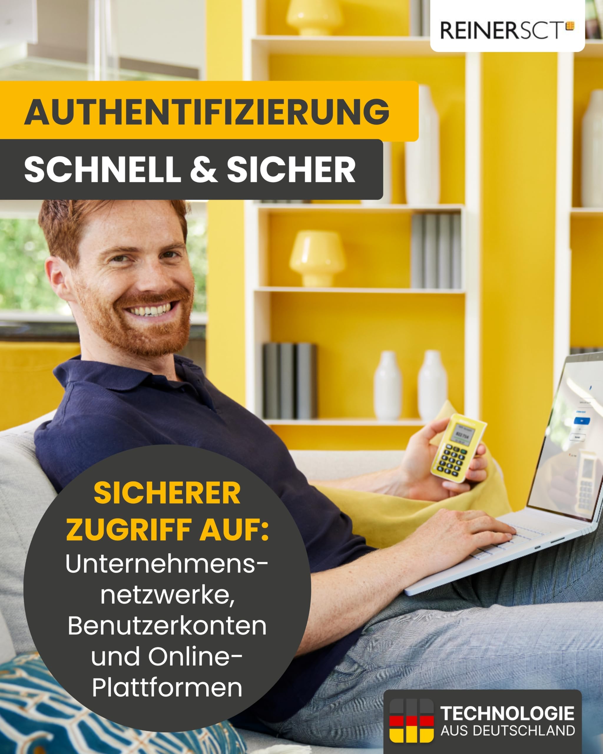REINER SCT Authenticator I TOTP-Generator für Zwei-Faktor-Authentifizierung I kompakt & tragbar I Sicherheitsschlüssel zur sicheren Anmeldung bei Online-Diensten & Kryptobörsen